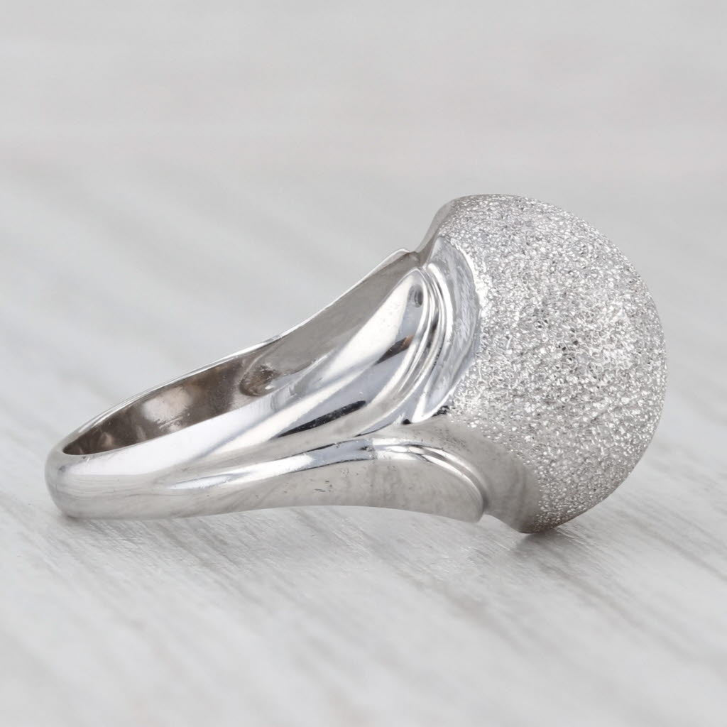 Light Gray Shimmering Brushed Dome Ring 10k White Gold Size 6.25