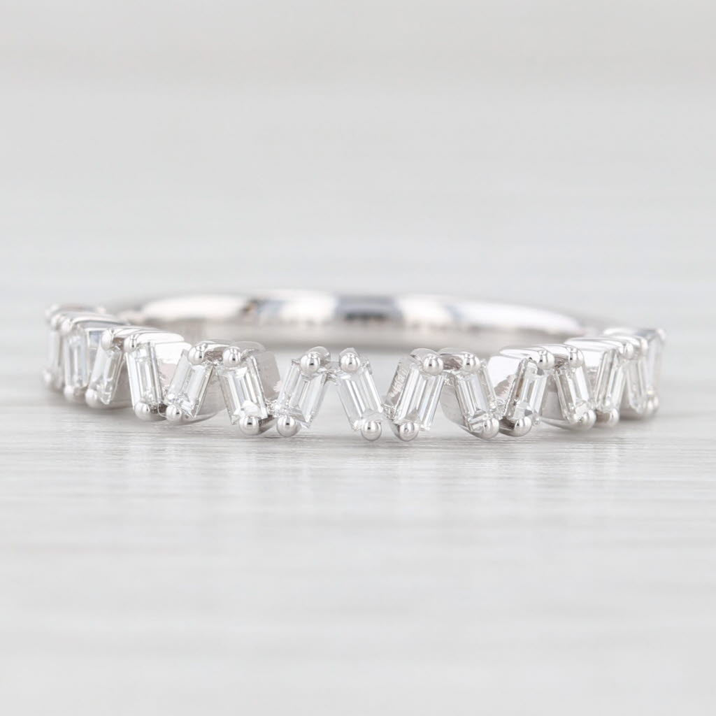 Light Gray New 0.35tw Diamond Wedding Band 14k White Gold Stackable Anniversary Ring 6.5