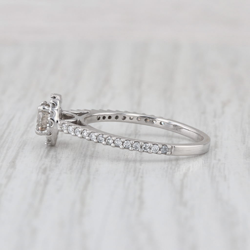 0.94ctw Round Diamond Halo Engagement Ring 14k Gold Sz 8.25 Cathedral Pave Band