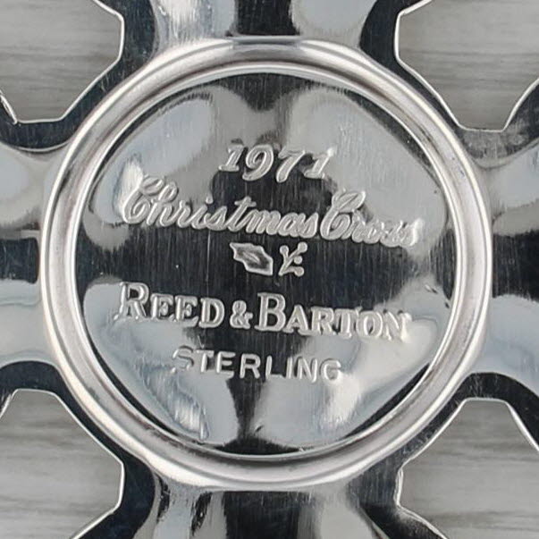 1971 Reed & Barton Christmas Cross Ornament Sterling Silver Holiday Collectible