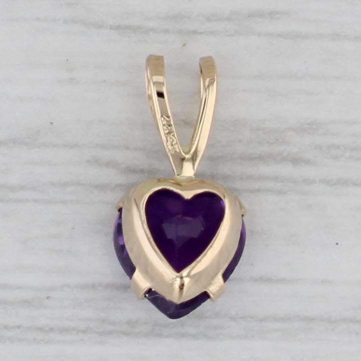 Gray 0.50ct Amethyst Heart Pendant 14k Yellow Gold Small Drop