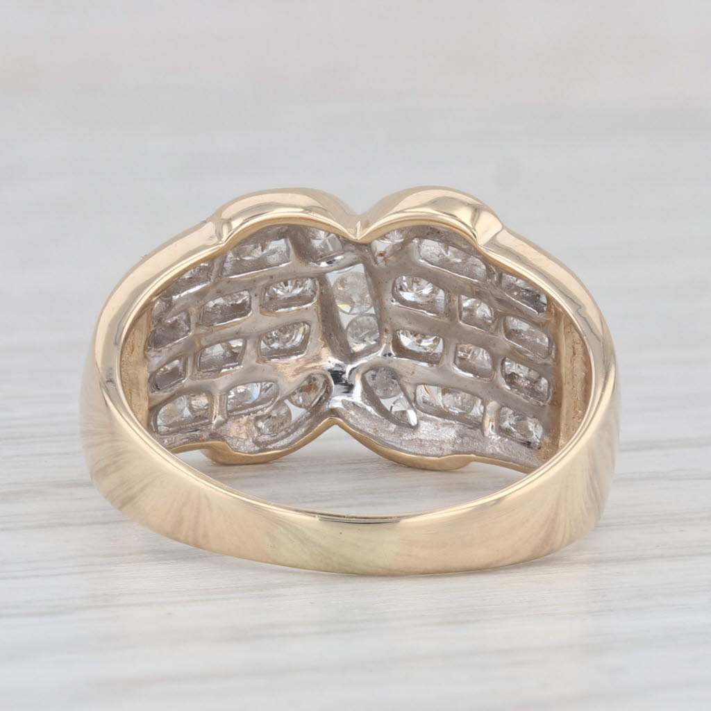 Light Gray 0.91ctw Diamond X Ring 14k Yellow Gold Size 8
