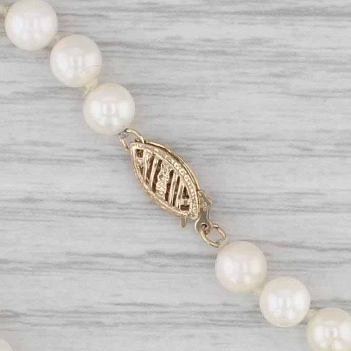 31.25" Cultured Pearl Long Single Strand Necklace 14k Yellow Gold Filigree Clasp