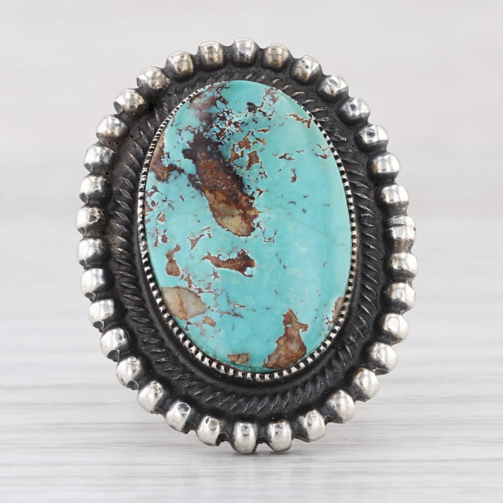 Vintage Turquoise Ring Sterling Silver Leon Martinez Navajo Native American