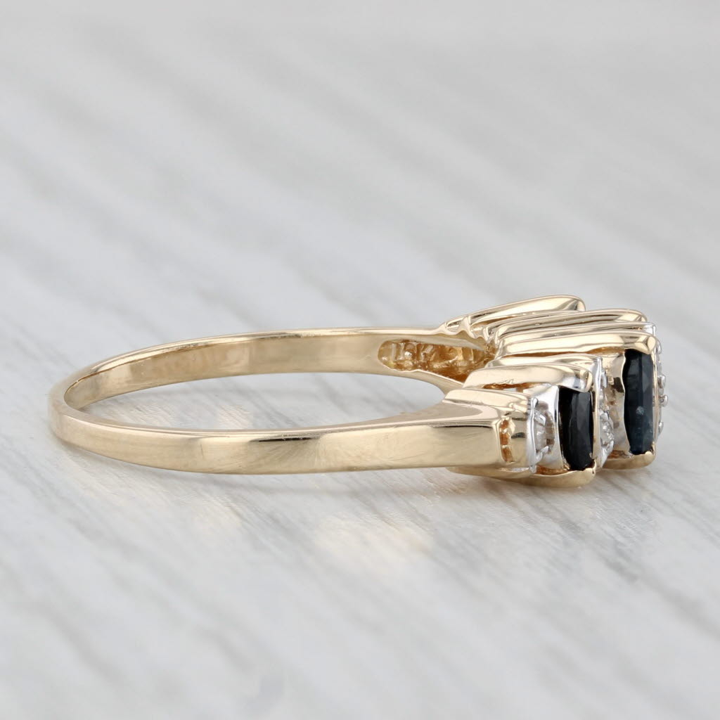 Light Gray 0.67ctw Blue Sapphire Diamond Ring 10k Yellow Gold Stackable Size 7.25