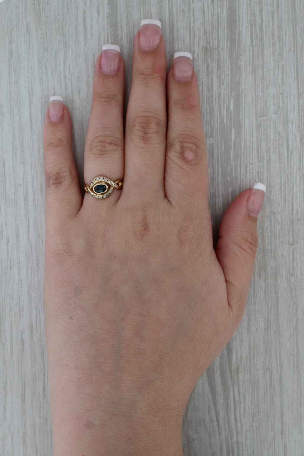 0.65ctw Blue Sapphire Diamond Ring 14k Yellow Gold Size 6.5