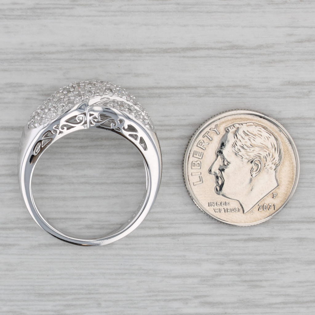 Gray 0.98ctw Diamond X Crossover Ring 14k White Gold Size 7 Cocktail