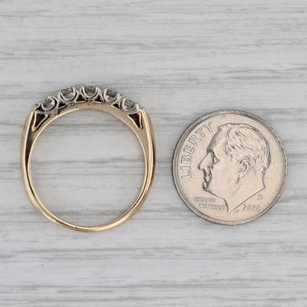 Gray 0.50ctw Diamond Wedding Ring 14k Yellow Gold Size 7.25 Stackable Anniversary