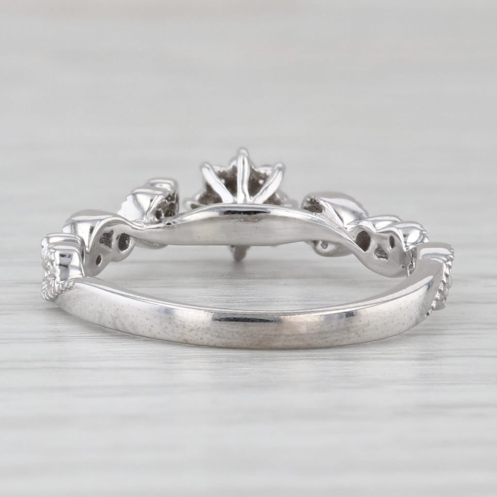 Light Gray Diamond Star Engagement Ring 14k White Gold Size 7 Cathedral Band