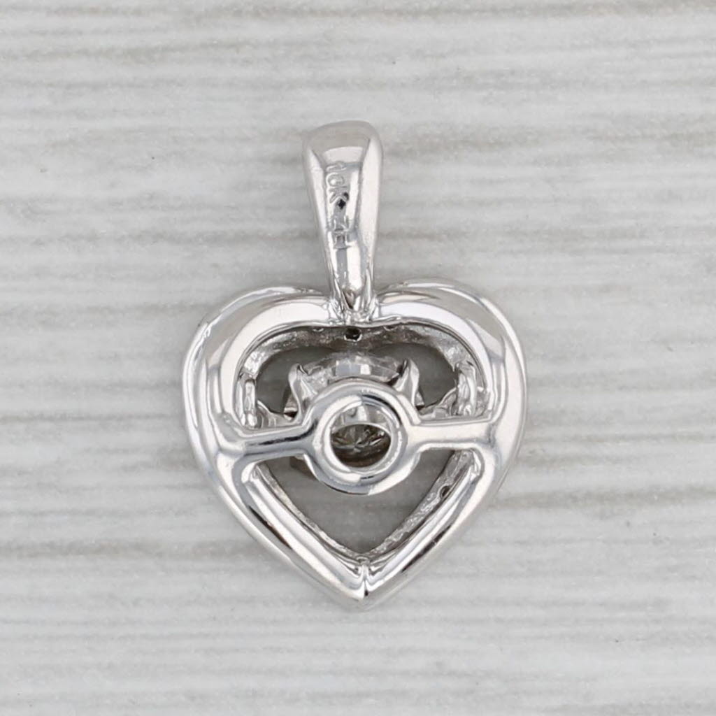 Gray 0.21ctw Diamond Heart Pendant Dancing Center 10k White Gold