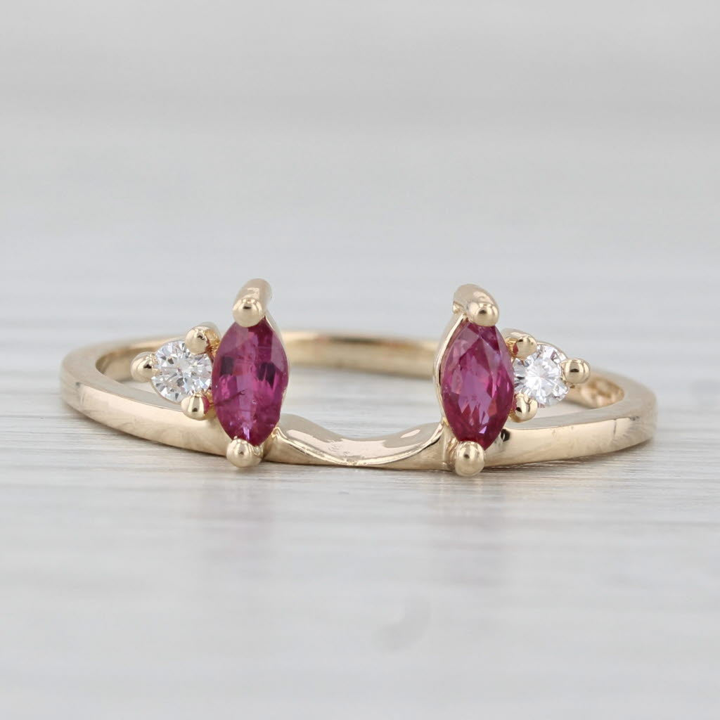Light Gray 0.45ctw Ruby Diamond Ring Enhancer Guard 14k Yellow Gold Size 9.5 Wedding Band