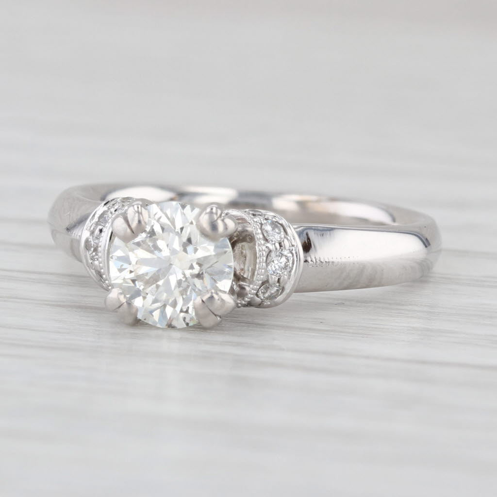 1.10ctw Diamond Engagement Ring 14k White Gold Size 6 Artiste