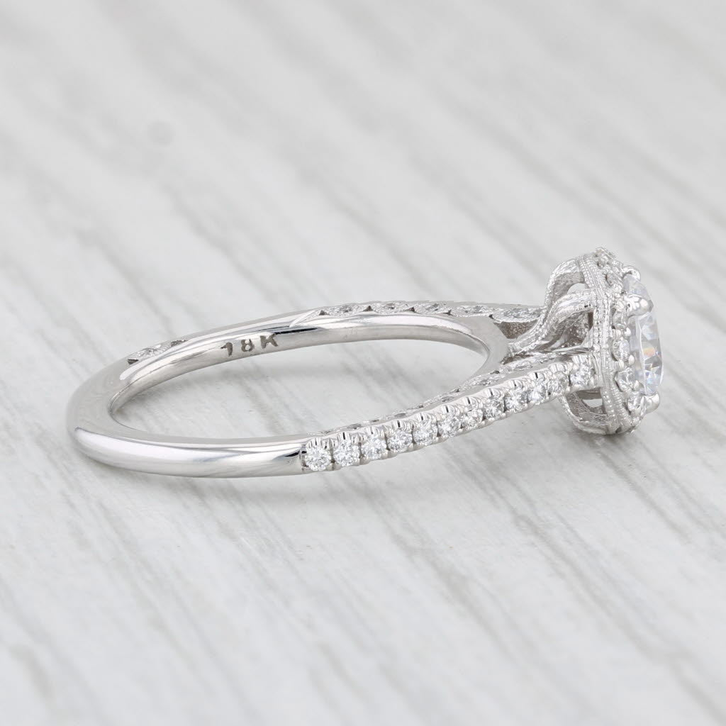 Light Gray New Tacori Semi Mount Diamond Halo Engagement Ring 18k White Gold Certificate
