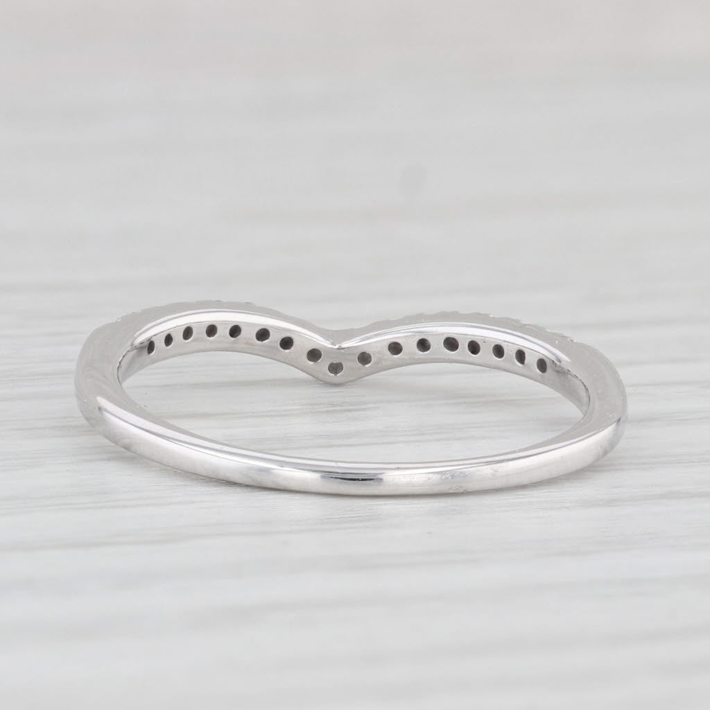 Light Gray 0.15ctw Diamond Contoured Ring Guard Stackable Wedding Band Sz 8 10k White Gold