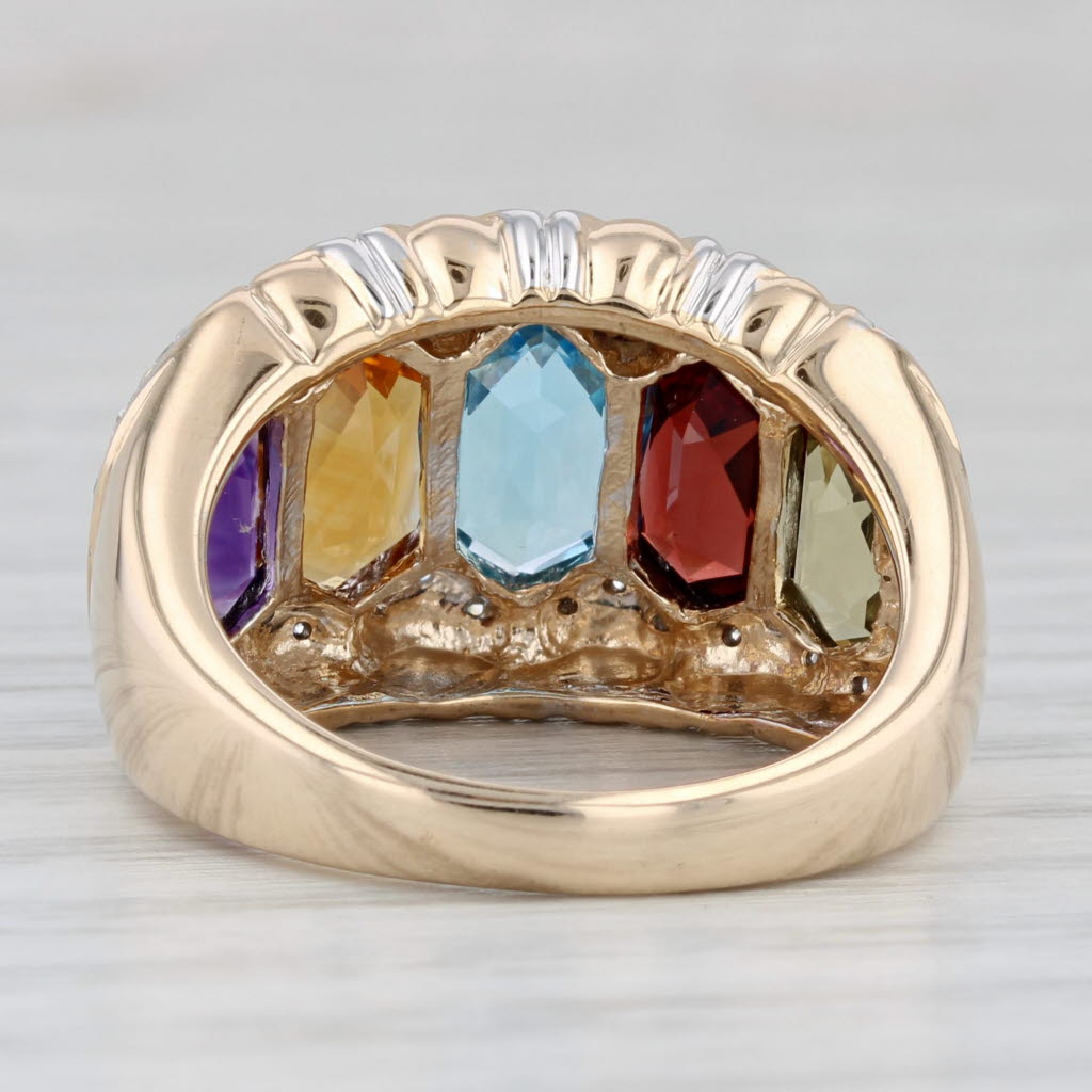 Gray 5.25ctw Gemstone Diamond Ring 14k Gold Size 7 Amethyst Topaz Garnet Quartz