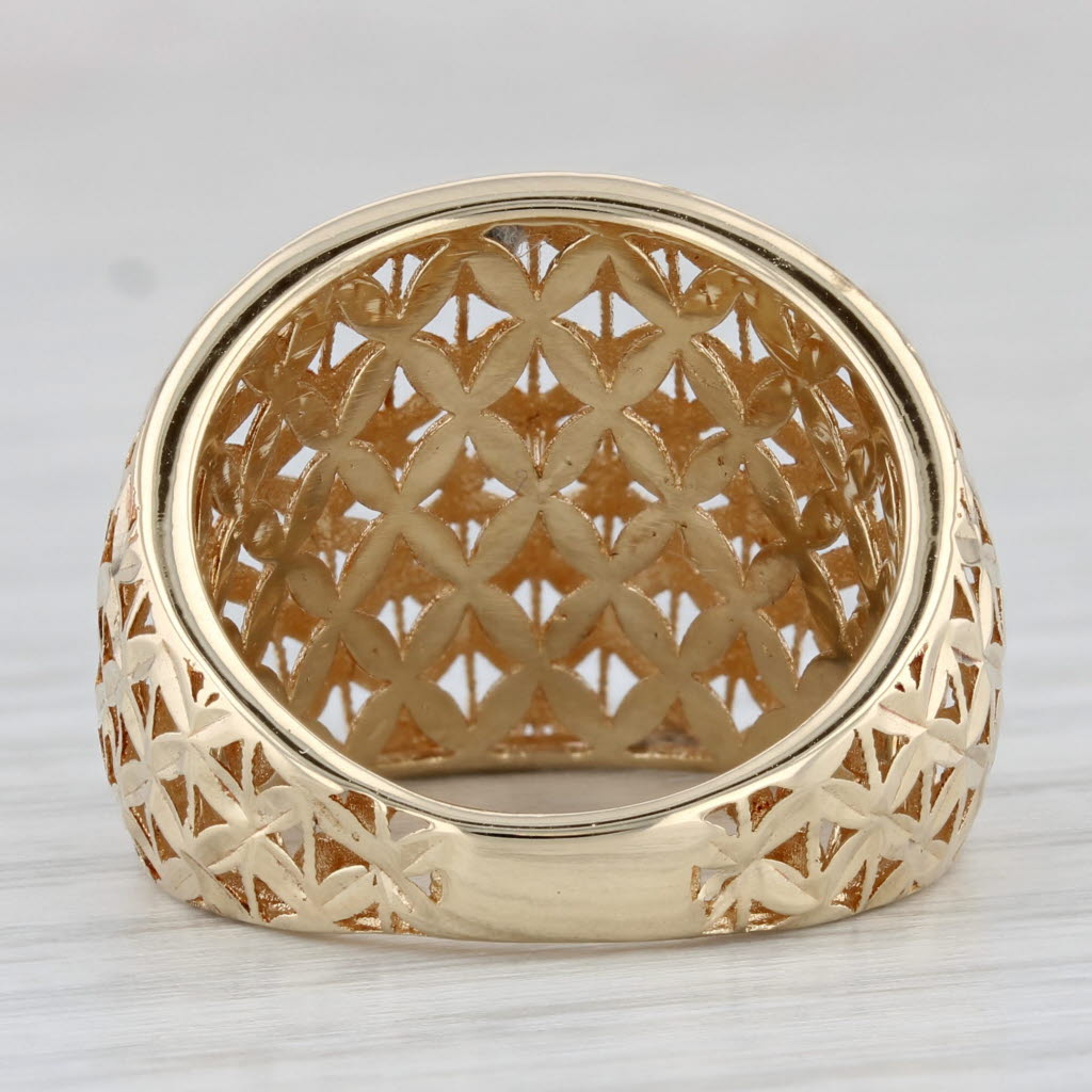 Gray Lattice Work Pierced Ring 14k Yellow Gold Size 6.25 Statement
