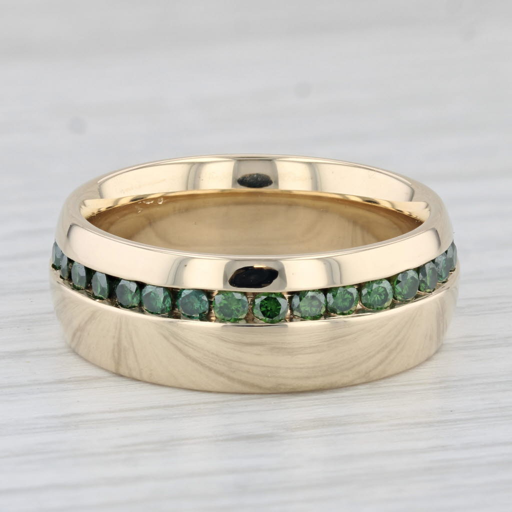 Light Gray 1ctw Green Diamond Ring 14k Yellow Gold Size 9 Wedding Band