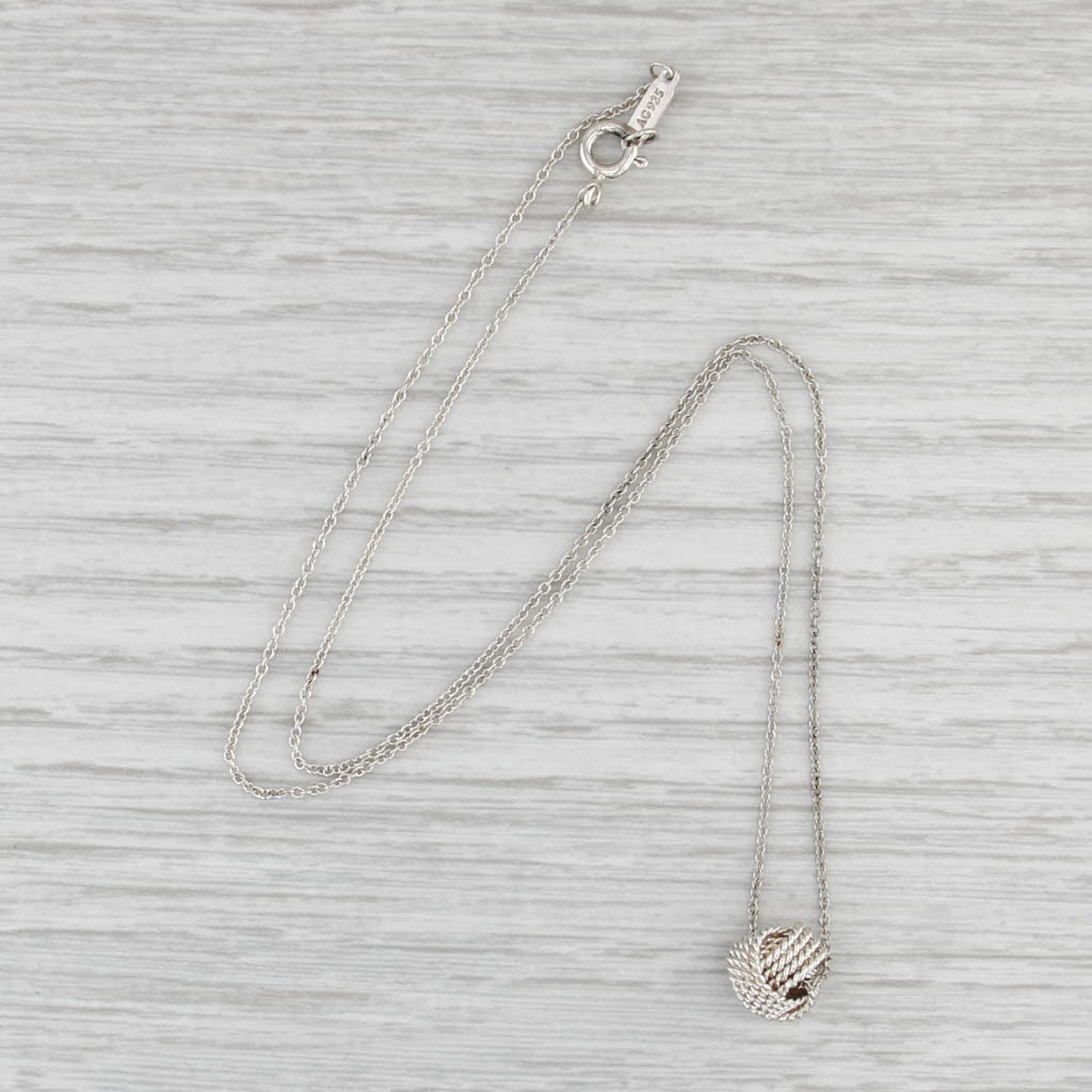 Tiffany Somerset Love Knot Pendant Necklace w/ Pouch Sterling Silver 16"