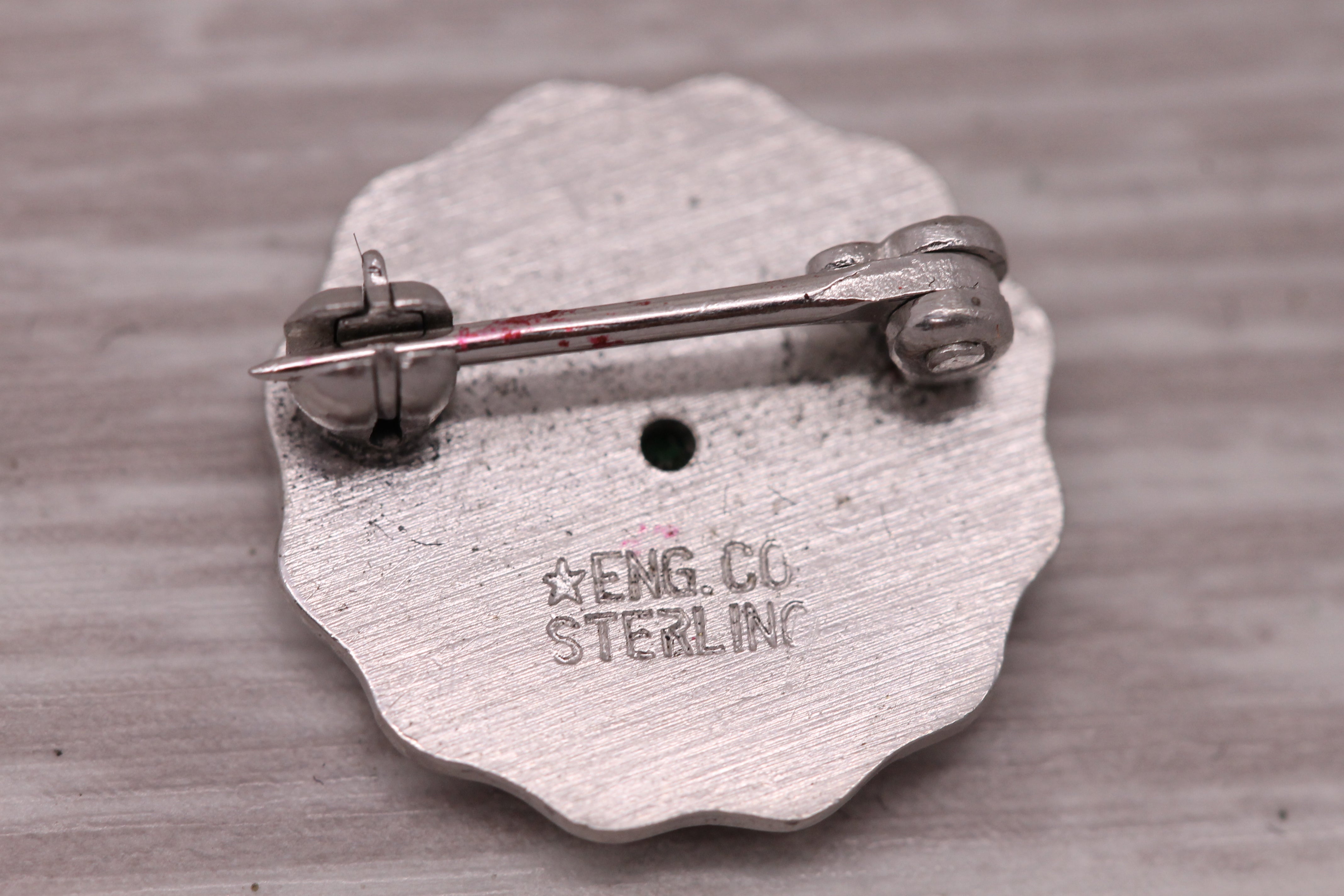 Rosy Brown Little Rock Public School Vintage Service Pin Sterling Silver Lab Created Spinel
