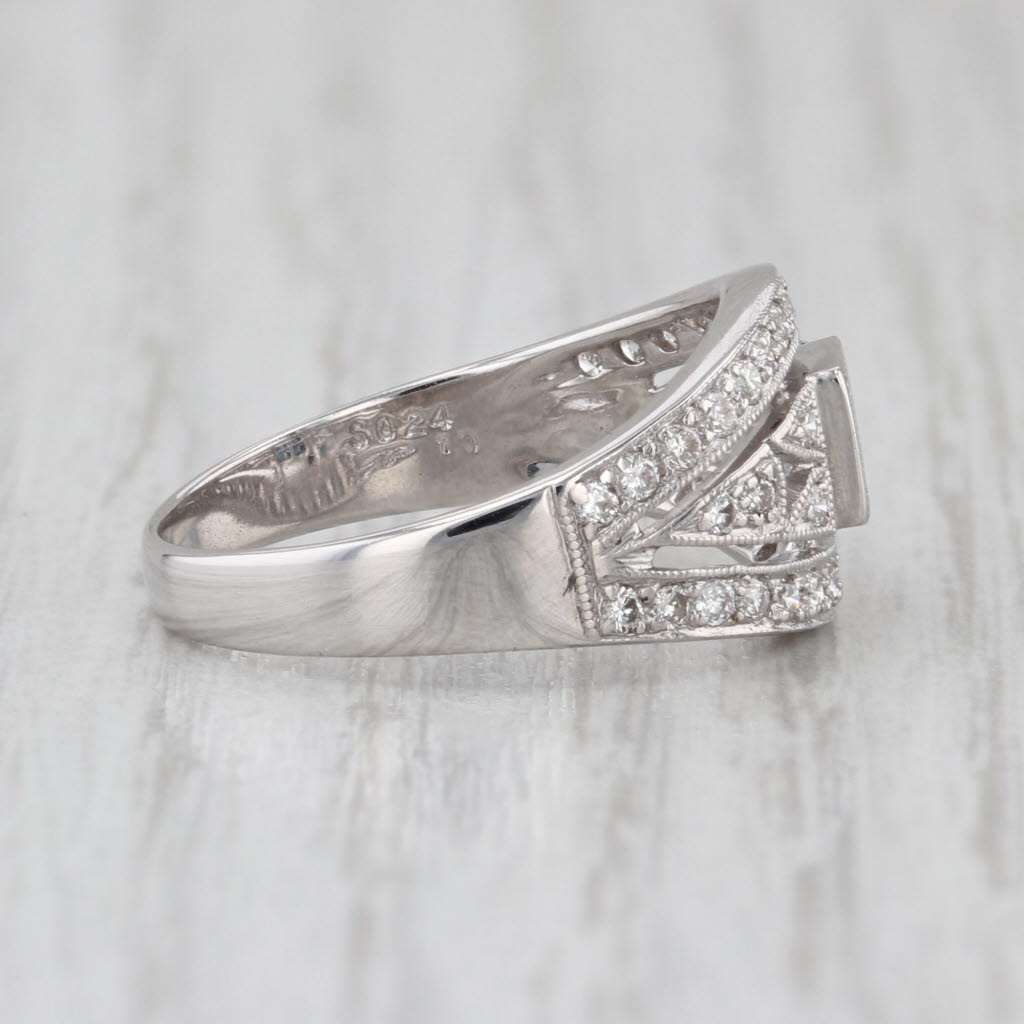 0.46ctw Blue Sapphire Diamond Ring Bridal Engagement 18k White Gold Size 6.75