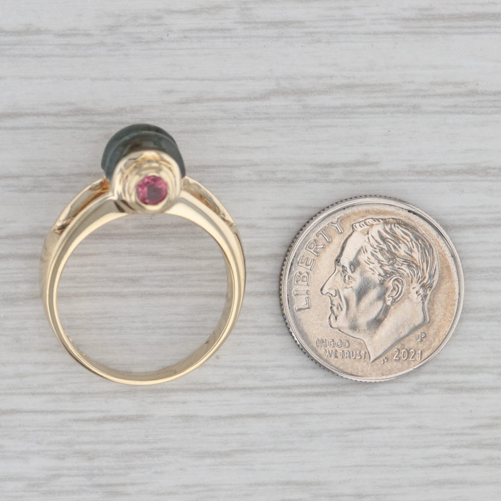 Gray London Blue Topaz Pink Tourmaline Diamond Ring 14k Yellow Gold Size 6
