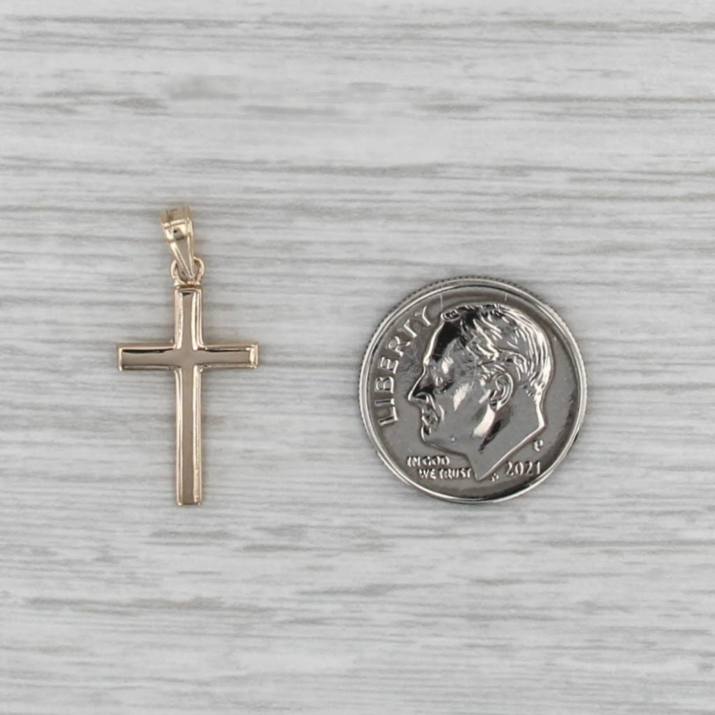 New 14k Yellow Gold Small Cross Pendant Religious Jewelry