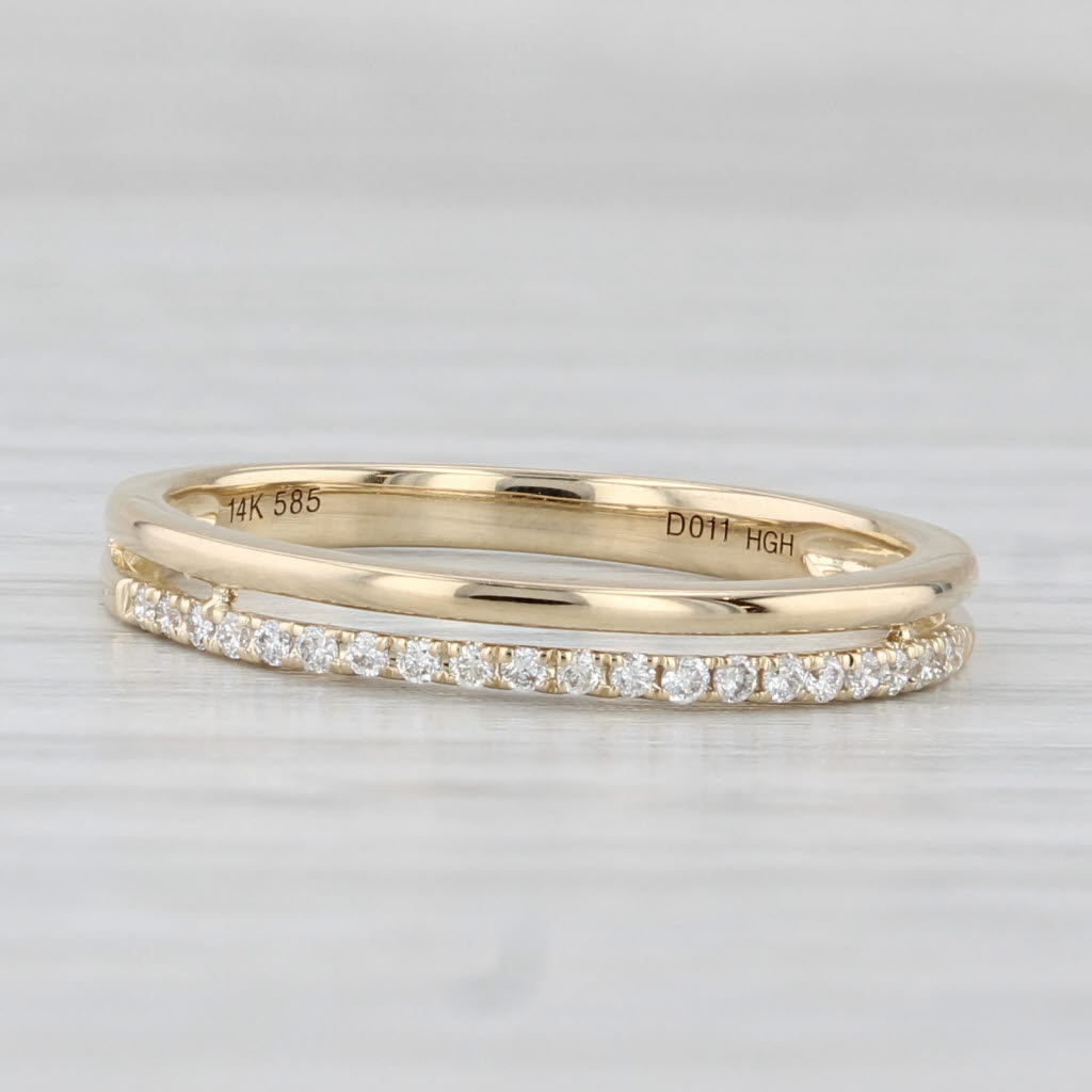 Light Gray New 0.11ctw Diamond Wedding Band 14k Gold Stackable Anniversary Ring Size 6.5