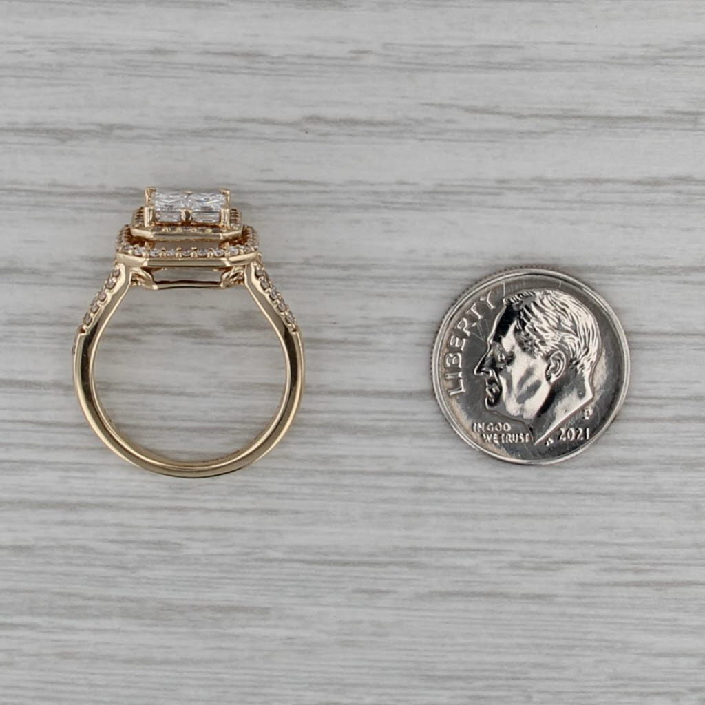 1.32ctw Princess Diamond Double Halo Engagement Ring 14k Yellow Gold Size 6.5