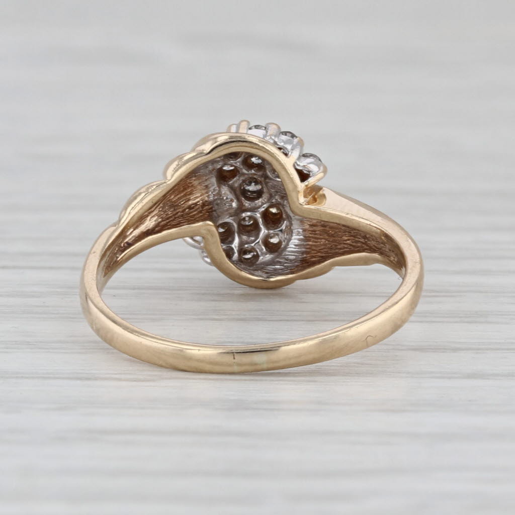0.23ctw Diamond Cluster Bypass Ring 10k Yellow Gold Size 7