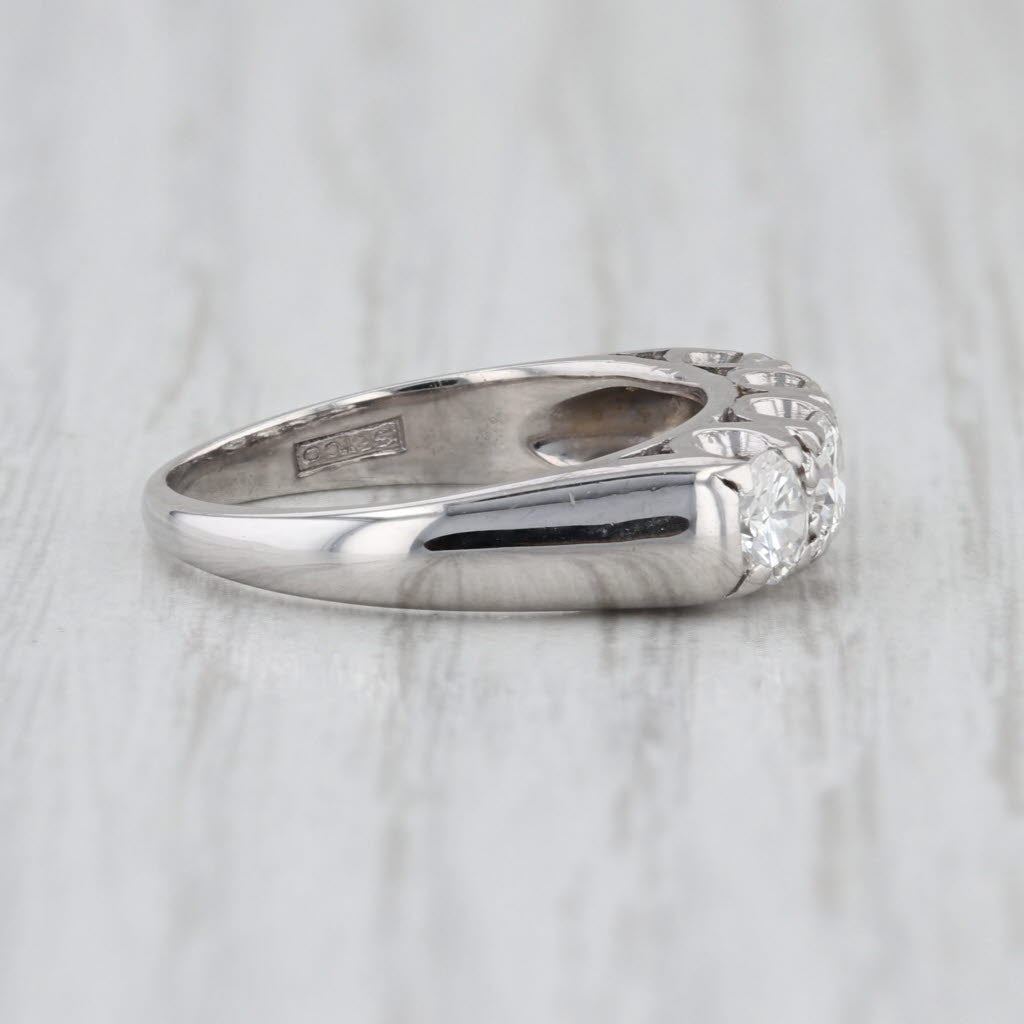 Vintage 0.90ctw Diamond Wedding Band 14k White Gold Stackable Annivesary Ring