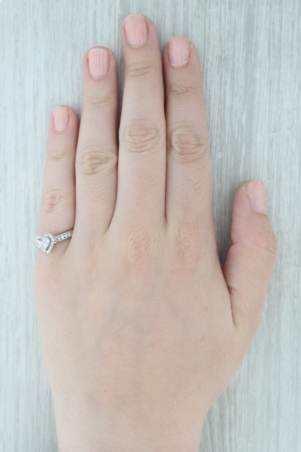 Gray 0.51ctw Diamond Heart Halo Engagement Ring 14k White Gold Size 7