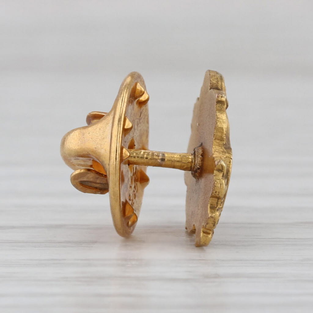 Sigma Nu Crest Pin Vintage Fraternity Lapel 14k Yellow Gold Enamel Tie Tac