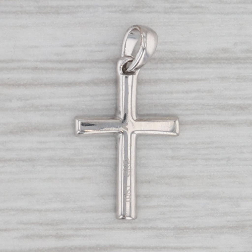 Gray 0.25ctw Diamond Cross Pendant Charm 10k White Gold Small Drop