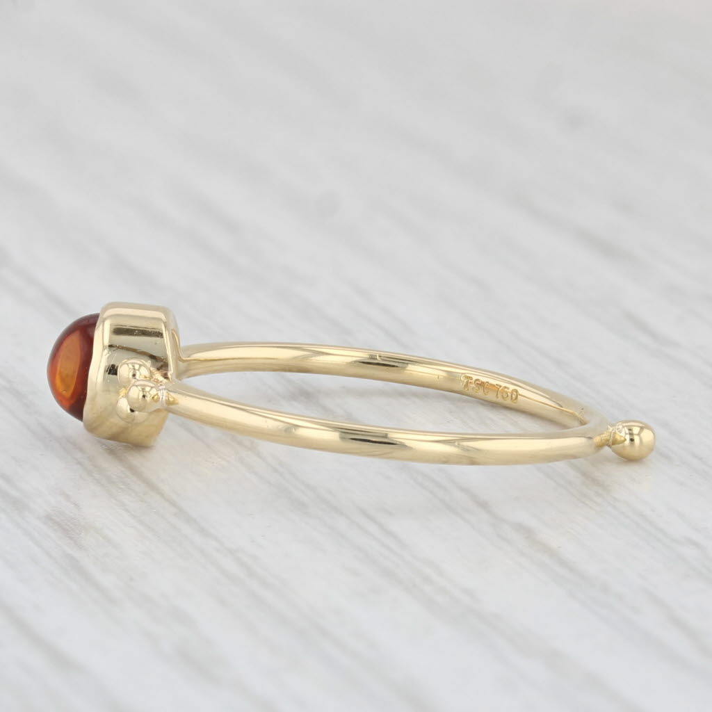 Light Gray Orange Citrine Solitaire Ring 18k Yellow Gold Size 8 Round Cabochon