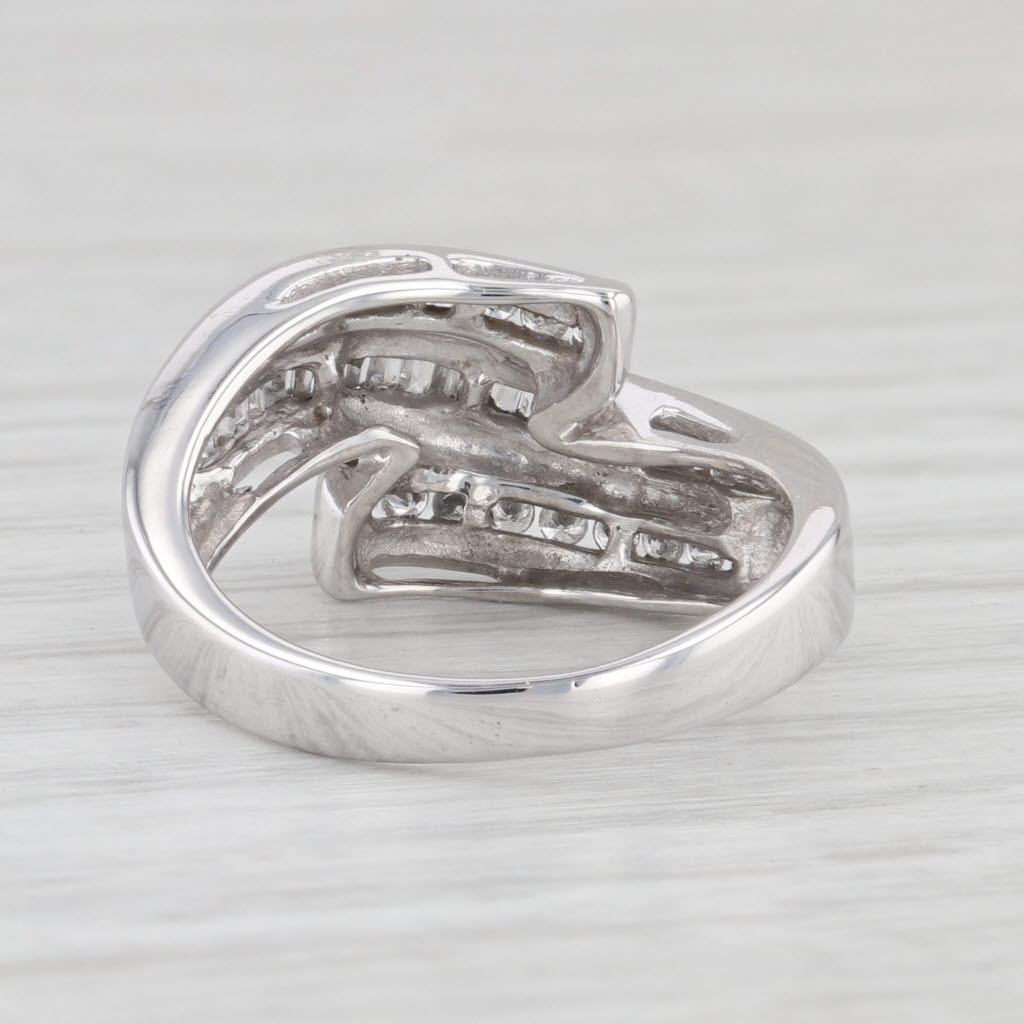 Light Gray 0.54ctw Diamond Bypass Ring 14k White Gold Size 6.5