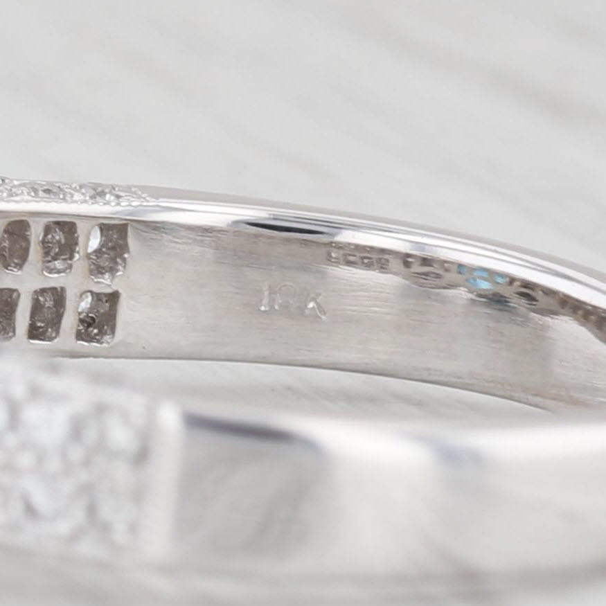 Light Gray 3.94ctw Round London Blue Topaz Diamond Ring 18k White Gold Size 7.75-8