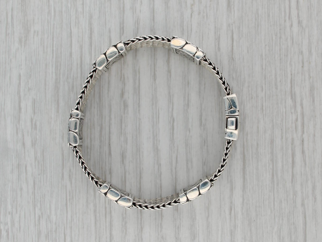 John Hardy Dragon Station Bracelet Sterling Silver 7" 17.2mm Snap Clasp