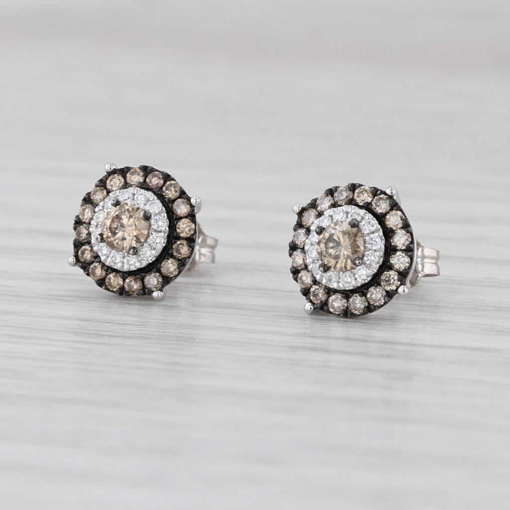 Le Vian 0.47ctw Champagne Diamond Halo Stud Earrings 14k White Gold
