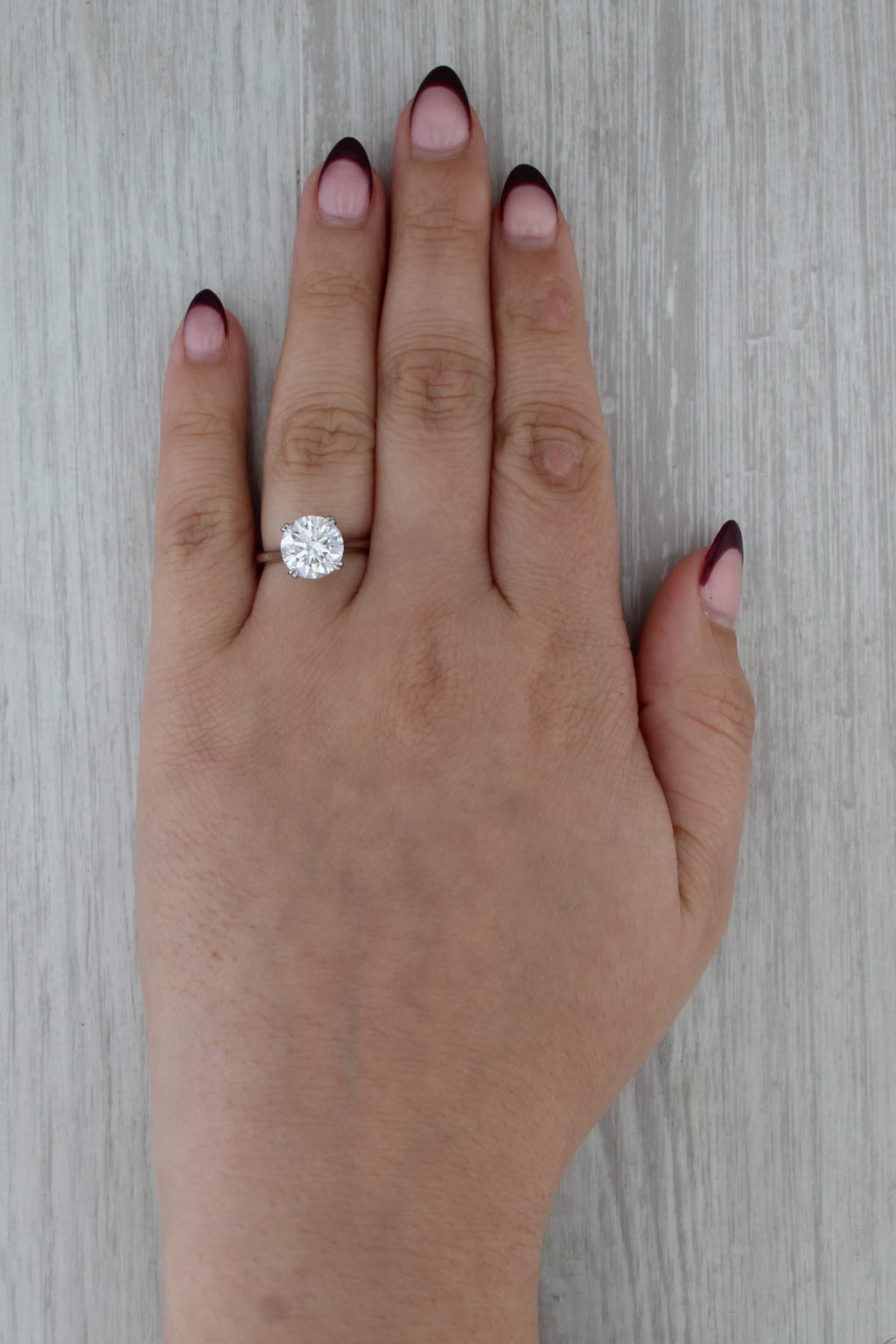 IGI 3.11ctw Round Lab Grown Diamond Engagement Ring 900 Platinum Size 6.5