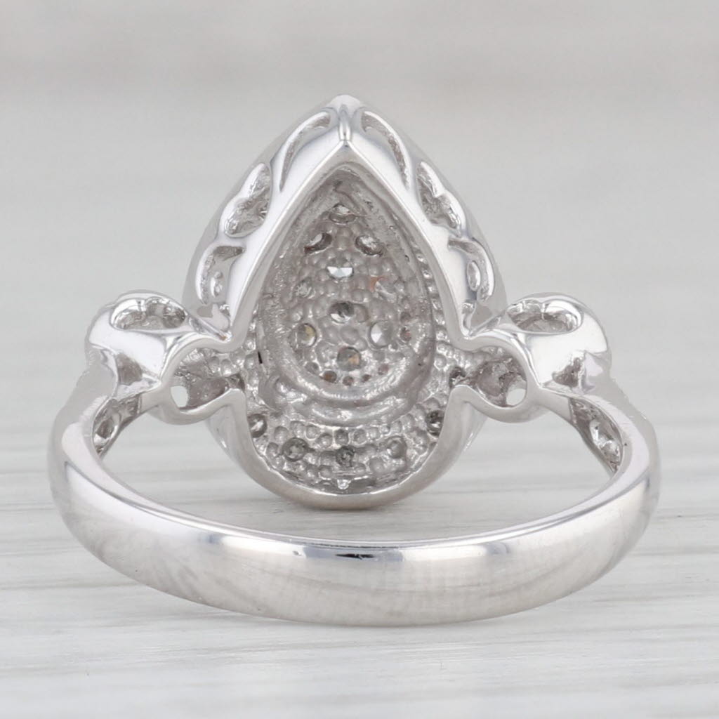 Gray 0.47ctw Diamond Halo Teardrop Engagement Ring 10k White Gold Size 7.25