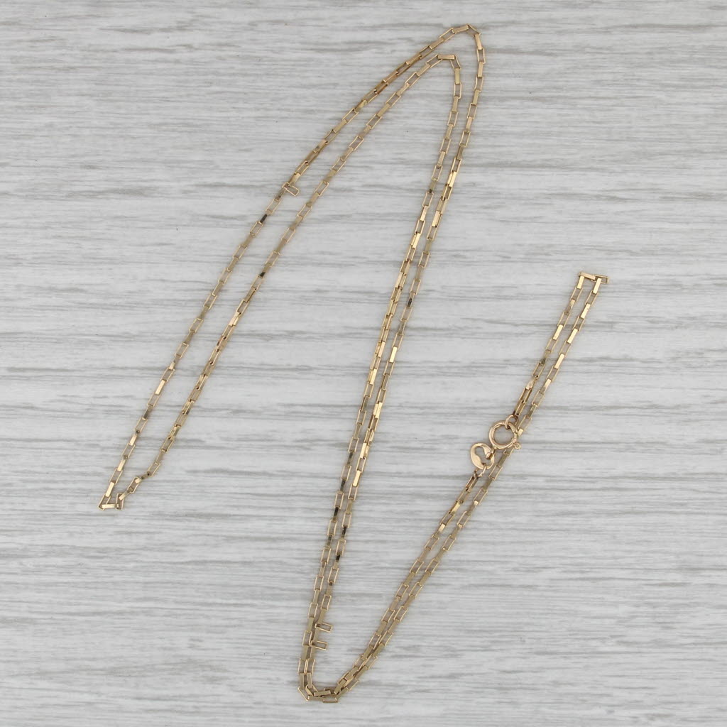 24" 1.2mm Elongate Cable Chain Necklace 14k Yellow Gold