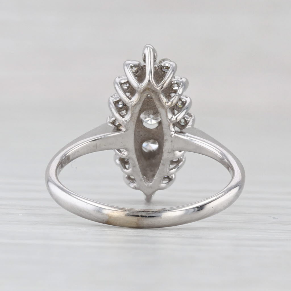 0.36ctw Diamond Halo Ring 14k White Gold Size 6 Marquise Engagement