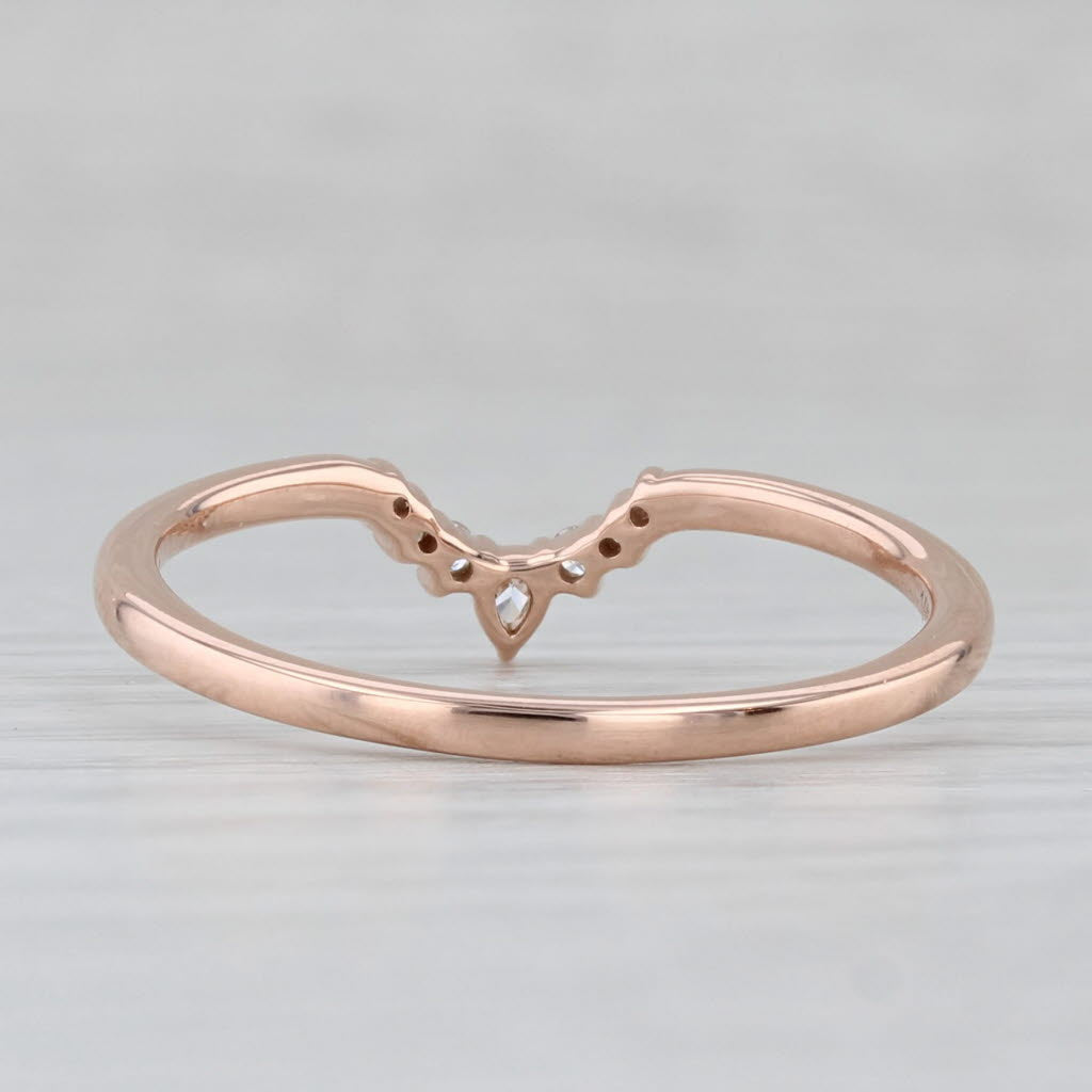 Light Gray Brilliant Earth Lunette 0.10ctw Diamond Ring 14k Rose Gold Stackable w/ Box