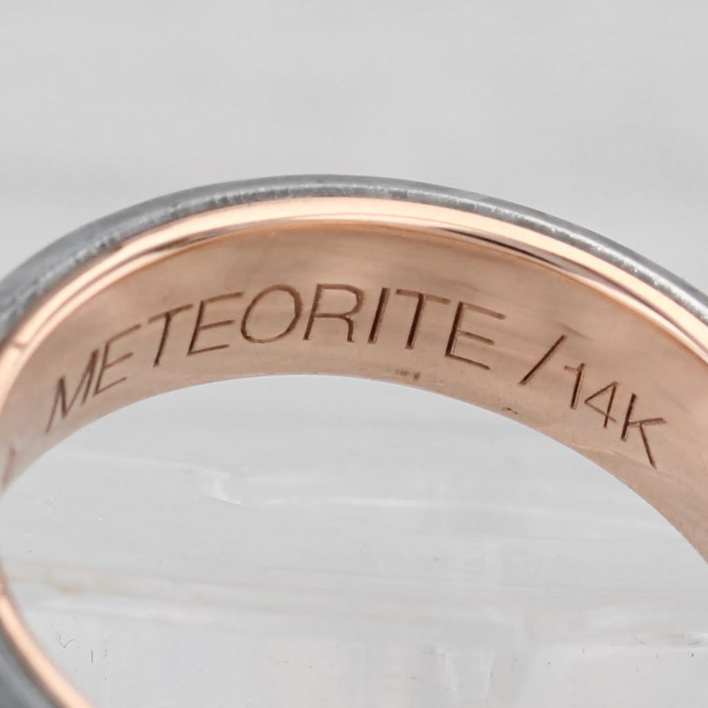Light Gray Brilliant Earth Tundra Meteorite Ring 14k Rose Gold Wedding Band Size 9.5 w/ Box