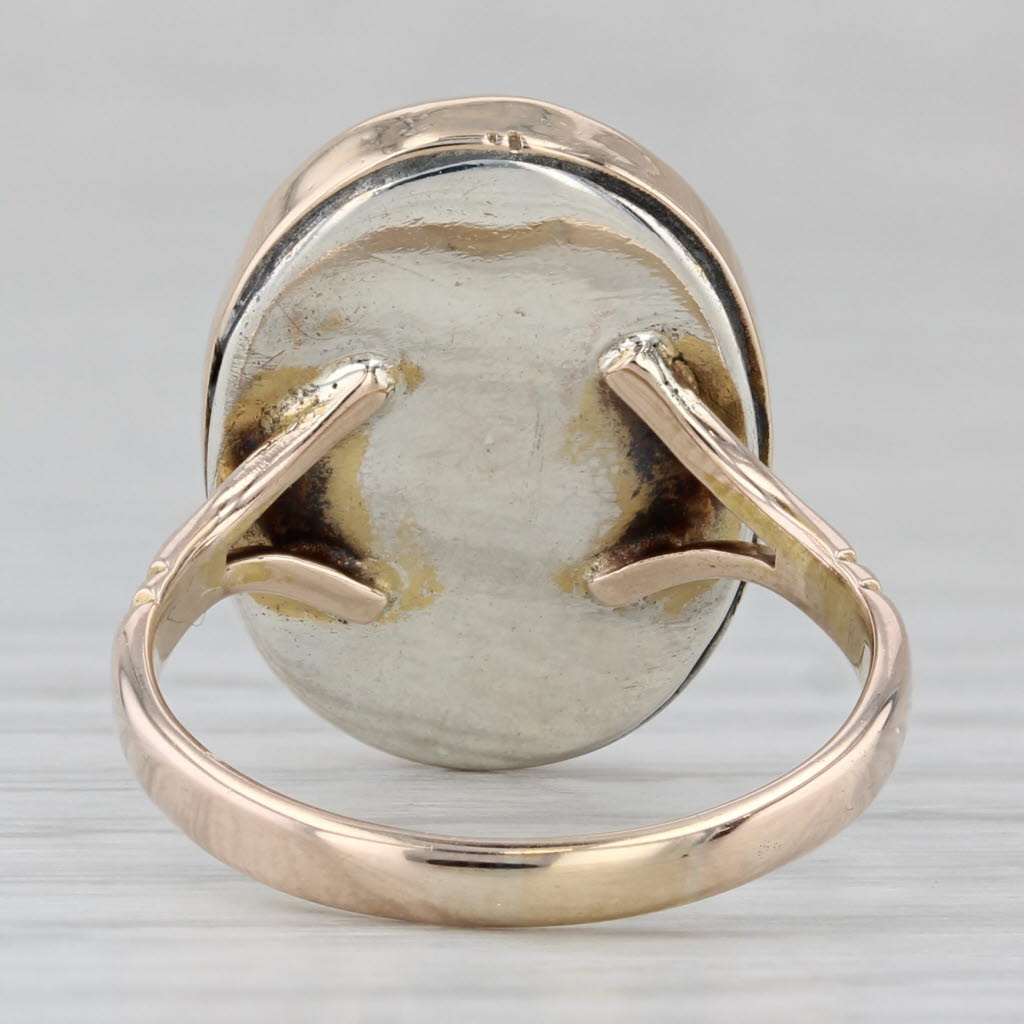 Gray Vintage Shell Cameo Ring 9k Yellow Gold Size 5.5 Figural Carving