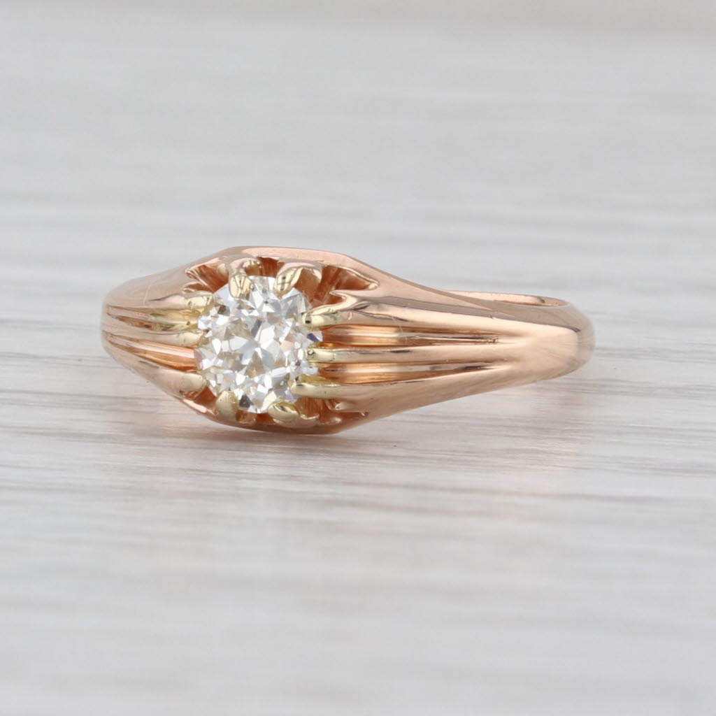 Antique 0.48ct Old European Cut Diamond Engagement Ring 14k Yellow Gold Size 6