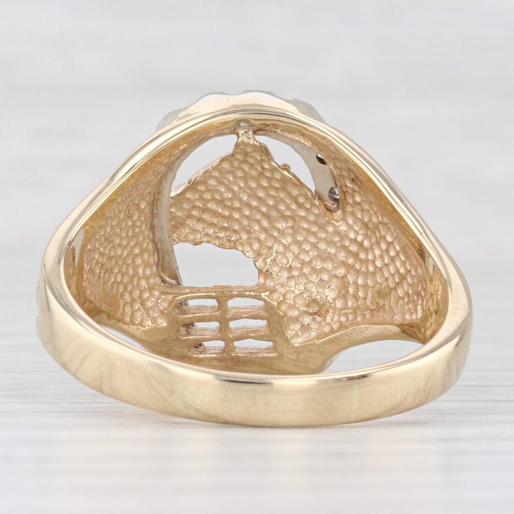 Light Gray 0.34ctw Diamond Horseshoe Horse Ring 14k Yellow Gold Size 13.5 Western