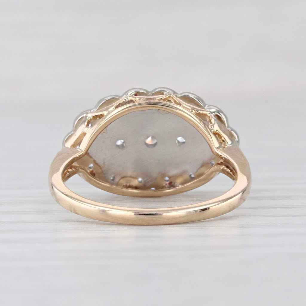 Vintage 0.39ctw Diamond 3-Stone Halo Princess Ring 14k White Yellow Gold Size 7