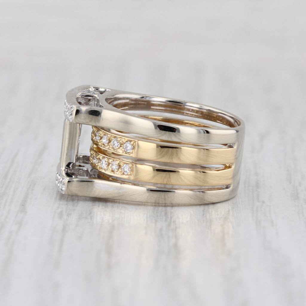 0.70ctw Diamond Multiband 2-Toned Ring 18k White Yellow Gold Size 7.25