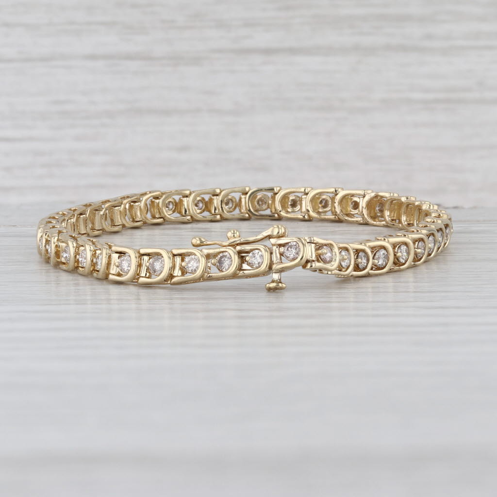 1.75ctw Diamond Tennis Bracelet 14k Yellow Gold 7" 4.7mm